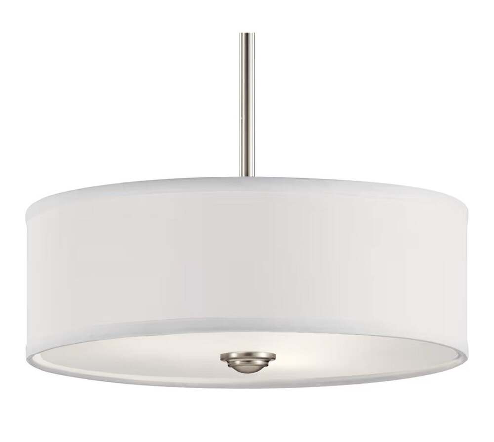 KICHLER SHAILENE 14" 3-LIGHT BRUSHED NICKLE SEMI- FlLUSH DRUM CEALING LIGHT